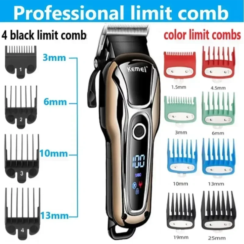 Kemei KM-1990 Hair Clipper Professional Hair Clipper Men's Hair Clipper Electric Trimmer LCD Display Hair Clipper Almighty Set