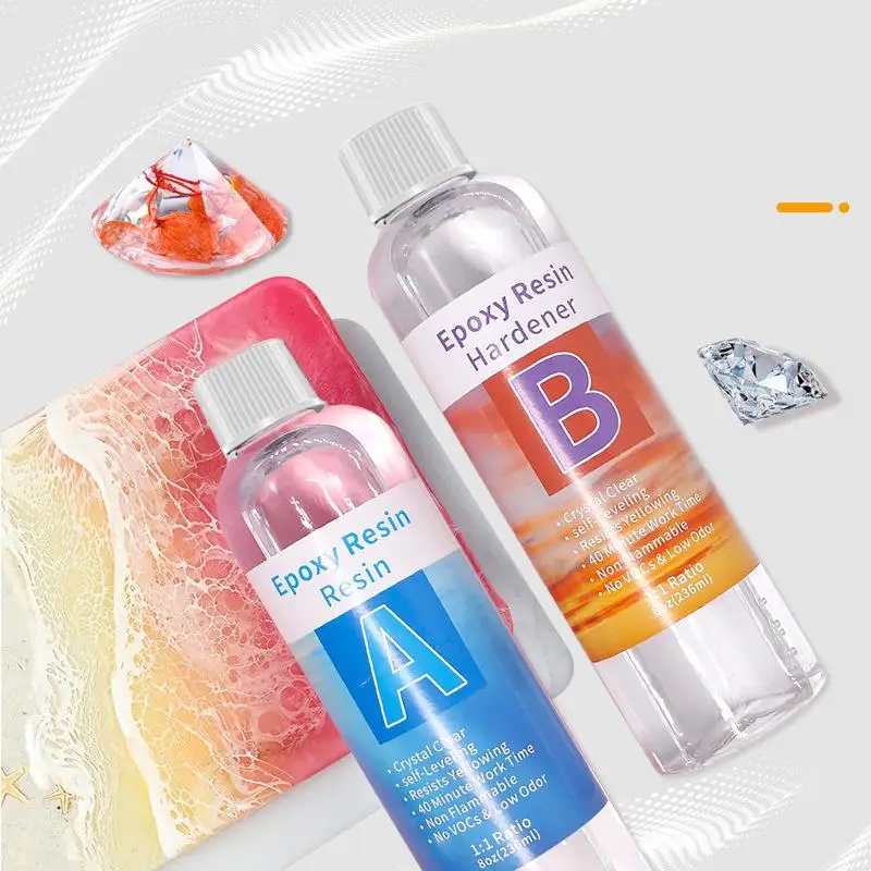 Epoxy Resin 1:1 AB High-Definition Transparent Epoxy Resin Adhesive Eternal Gloss Crystal Curing Agent DIY Jewelry Making Resin