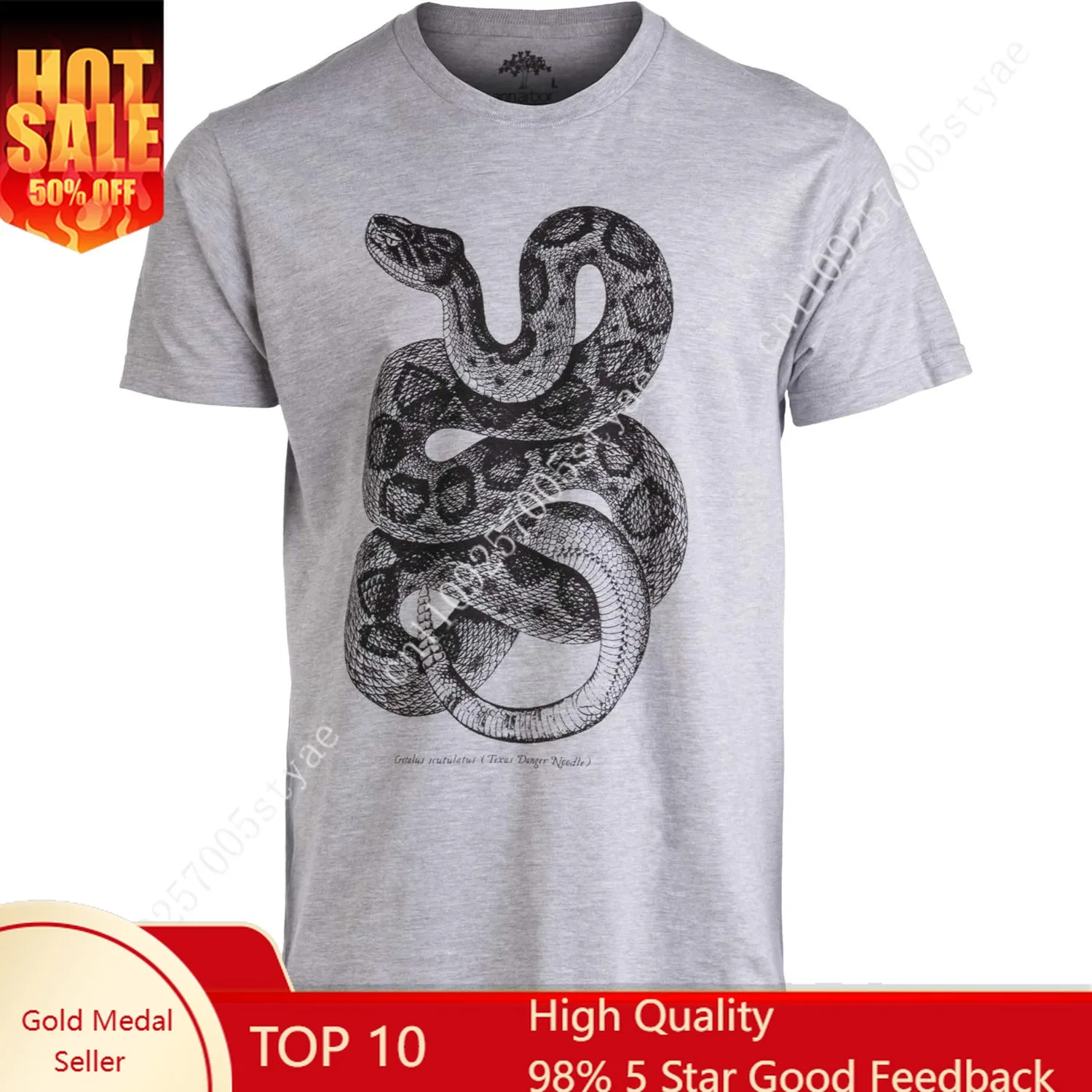 Texas Danger Noodle | Vintage Rattlesnake Biology Art Funny Snake Men Women T-Shirt