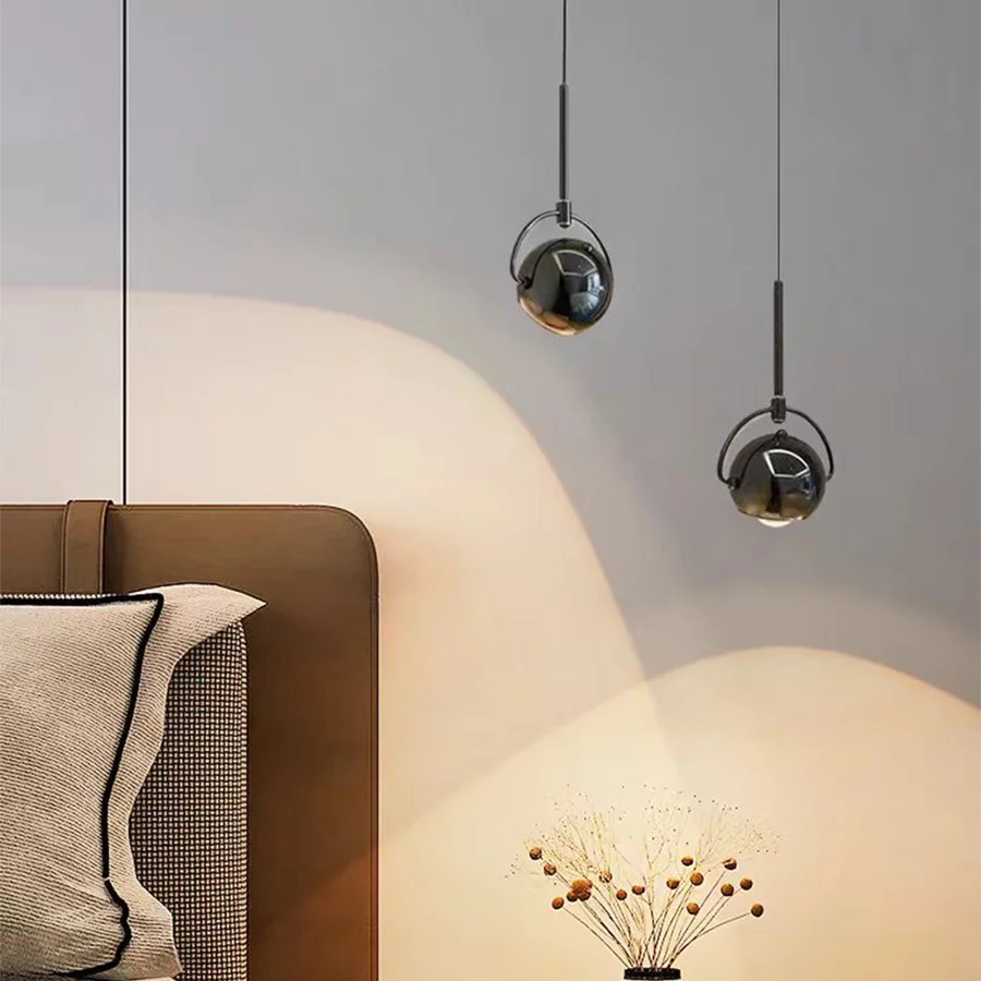 Creative Lifting Globe Ball Pendant Lamp Beddroom Bedside LED Chandelier Droplight Restaurant Shop Bar Hanging Light Spotlight