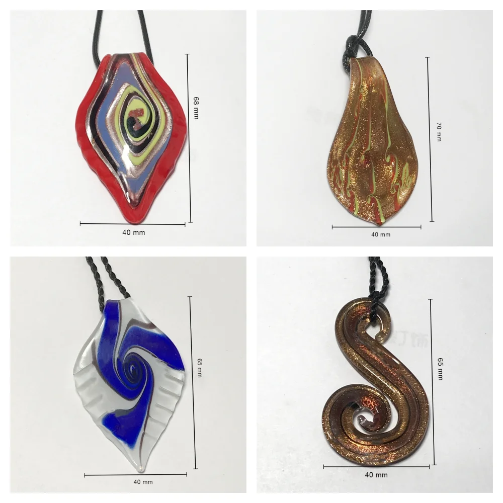 Handmade Women\'s Murano Glass Pendant Necklace Multiple Style Unusual Shaped Glass Jewelry Fit Wedding Party Surprise Gifts