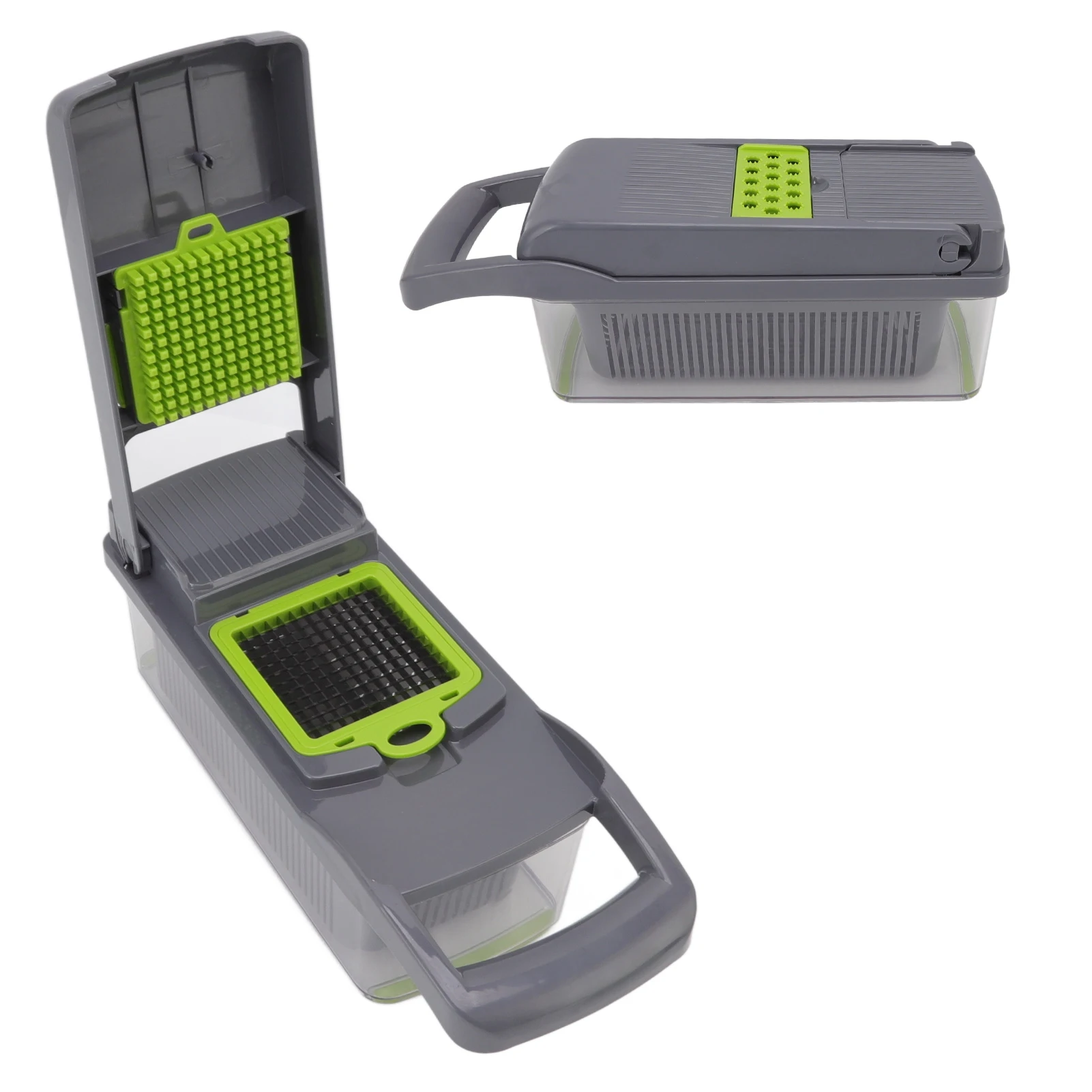 Picadora de cebolla, cortador de verduras que ahorra trabajo, artefacto de cocina, cuchillas de acero inoxidable grises, multiusos para pimientos y frutas