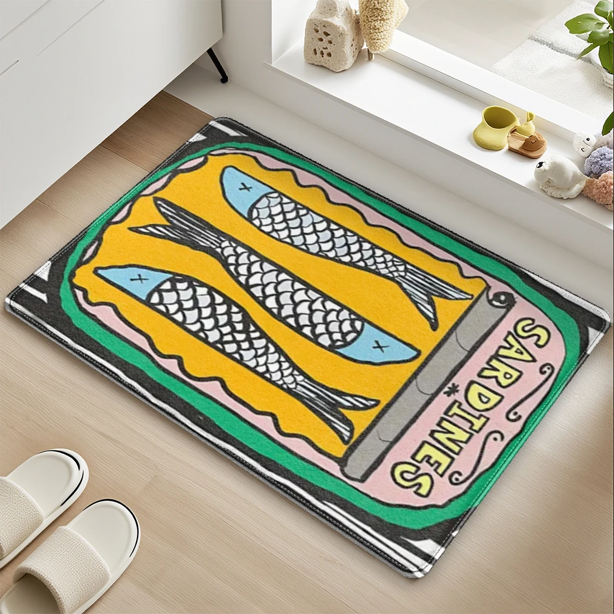 VIKAMA Kreativer gesalzener Fisch-Teppich, Fußmatte, Willkommensmatte, Badezimmermatte, Küchenteppich, weicher Teppich für Schlafzimmer, Teppich für Wohnzimmer, Zuhause, D