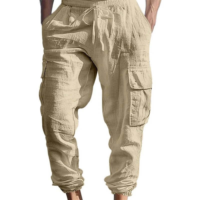 Thorn Tree Men's Fall Cargo Pants Elastic Waist Loose Drawstring Label Casual Sports Pants with Pockets Streetwear 2025