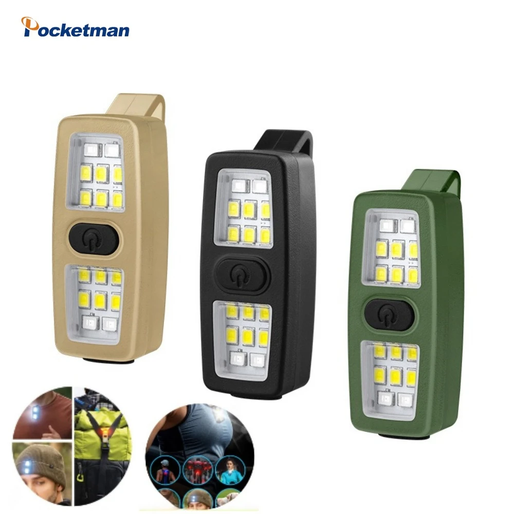

Night Running Light Portable Camping Clip Light Flashlight USB Rechargeable Handlight Multi-Purpose LED Light Outdoor Patrol