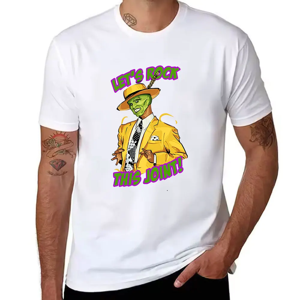 Men's Cotton T-Shirt The Mask Graphic Print Let's Rock This Joint Casual Tee