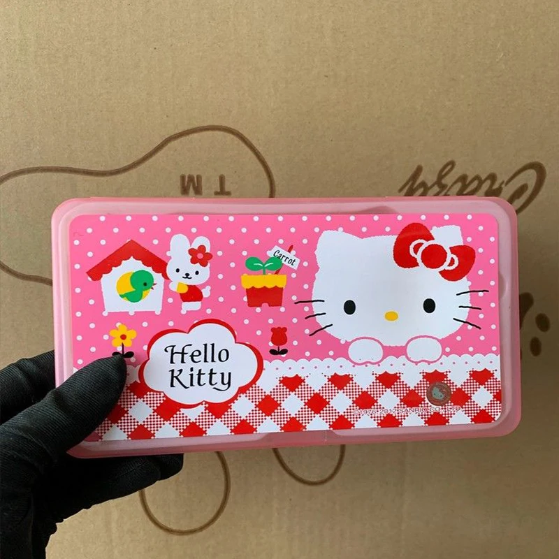 Hello Kitty Ruler Compasses Set Sanrio Kawaii Anime School Stationery Set Girl Heart Cartoon Cute Triangle Ruler Children Gift