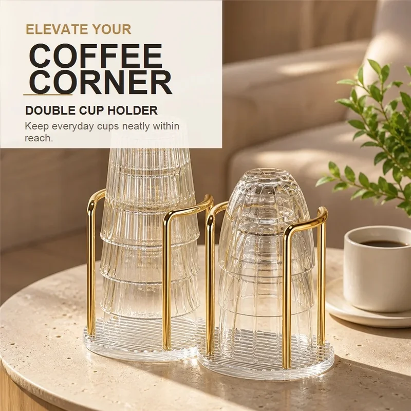 Multi Slot Tabletop Acrylic Cup Dispenser Holder with Straw Rack Desk Organizer for Coffee Tea Paper Cups Water Bottle Storage U