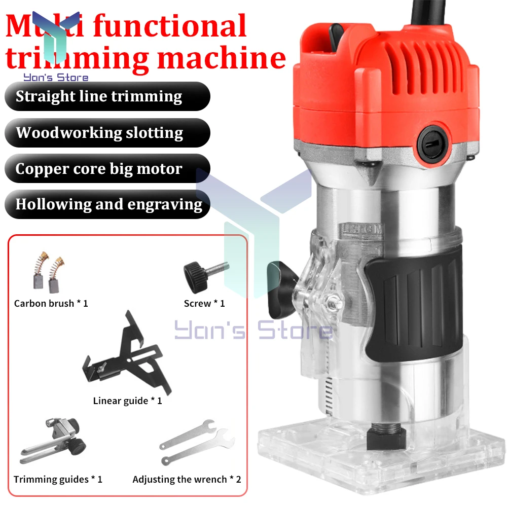 

800W 30000rpm Manual Wood Router Woodworking Electric Trimmer With Milling Cutter Machines Power Carpentry Tool Combo Kit