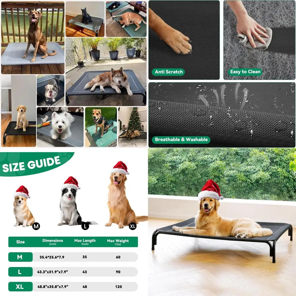 

Приподнятая кровать для собак, приподнятая уличная детская кроватка для очень больших собак, установка, требующая установки, нет инструментов, каркас с моющимся охлаждающим дыханием