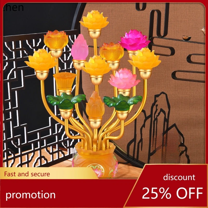 Cz for home colorful water glazed lucky bag lotus ornaments seven, nine and thirteen grade buddha front long ming ornaments