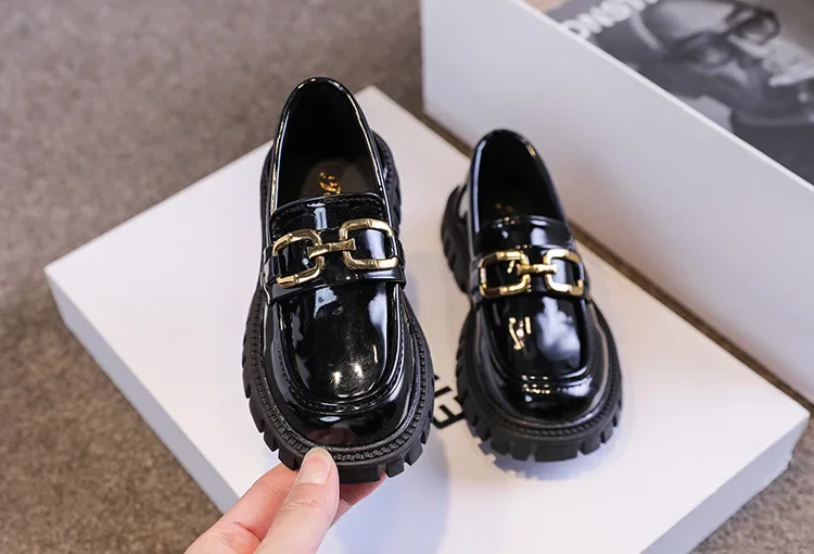Frühling Herbst Jungen Mädchen Dickbesohlte Lackleder Oxford-Schuhe Kinder Weichbesohlte Rutschfeste Schul-Loafer Kinder Freizeit Schüler Schuhe – Detail 4