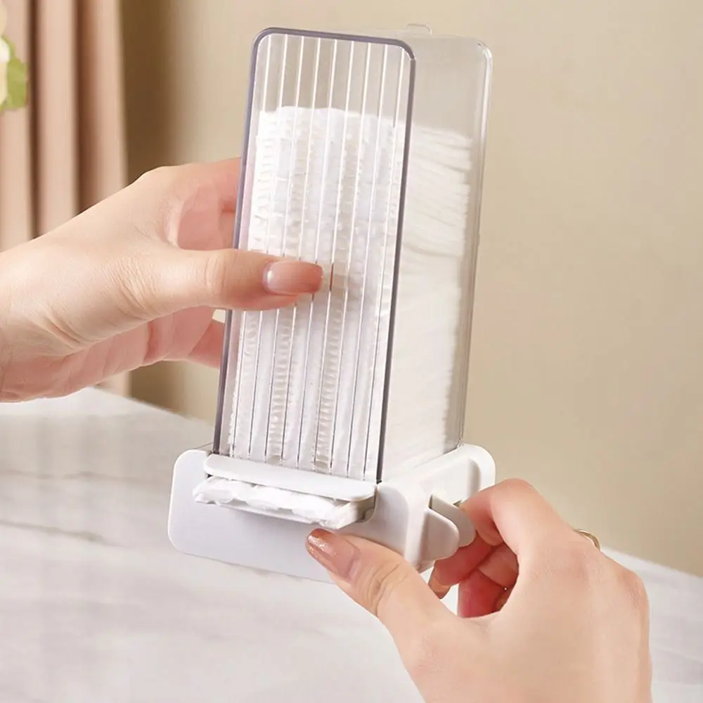 

Press Type Cosmetic Cotton Storage Box Dustproof Transparent Covered Makeup Cotton Pad Organizer Non-slip Bottom Large Capacity