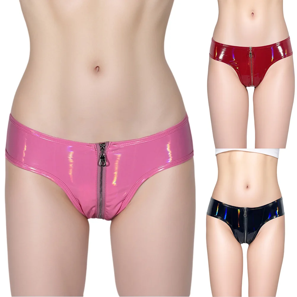 Womens Sexy Panties High Gloss Sexy Patent Leather Nightclub Shorts Mini Briefs