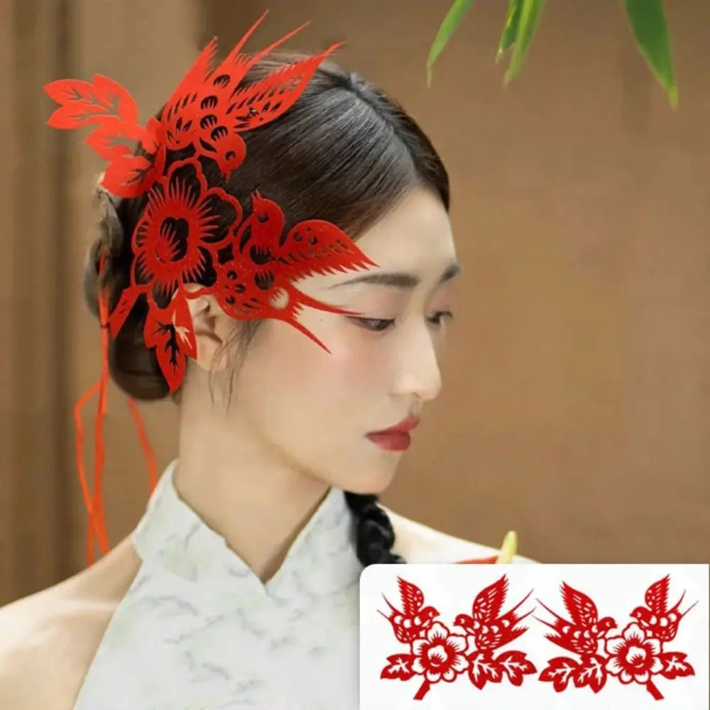 

Magpie Chinese Style Headpiece Flower Paper Cutting Style Hanfu Headwear Cheongsam Hairpin Bride Wedding Headdress Photograph