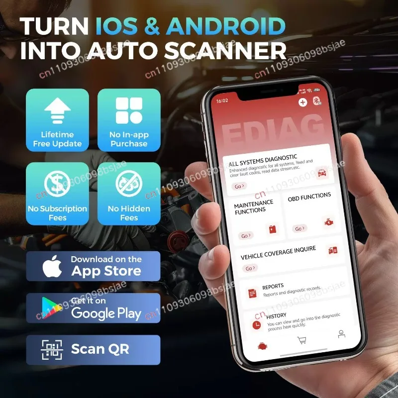New suitable for Ediag Elite Lifetime Free Car Diagnostic Tools All Systems 15 Resets Bi-directional CAN FD Auto OBD2 Scanner