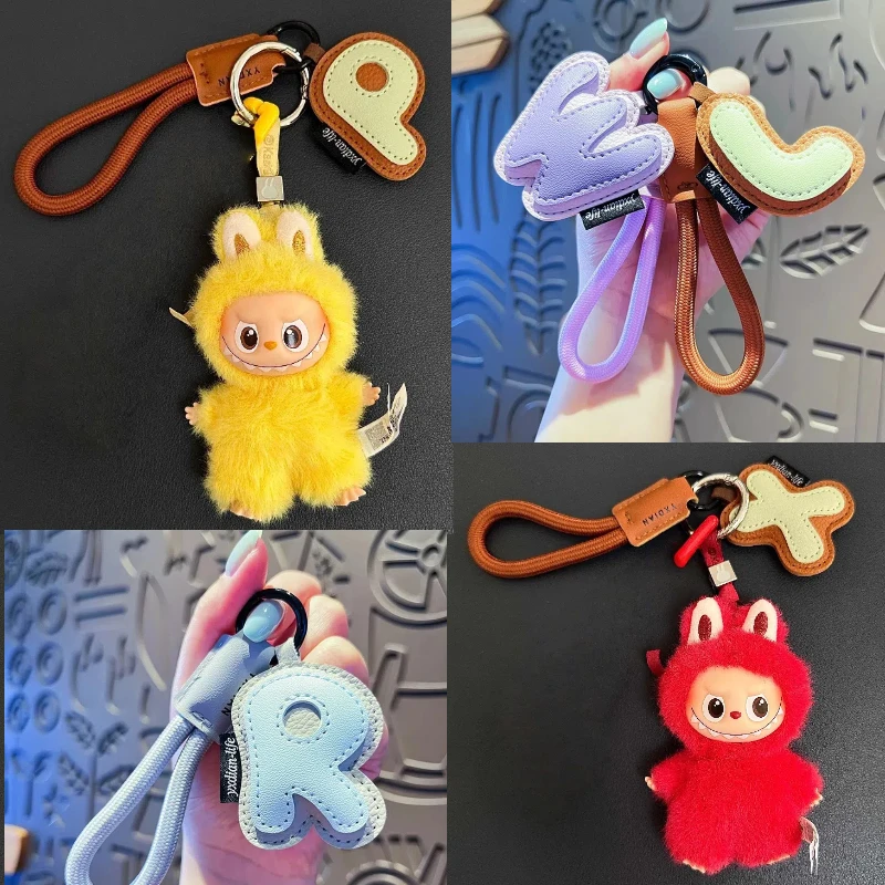 

Для Labubu 4,0 булавка с изображением монстров для серии Love, кожаный ремешок с буквами для mini Labubu 10 см, кулон для куклы, брелок, аксессуары