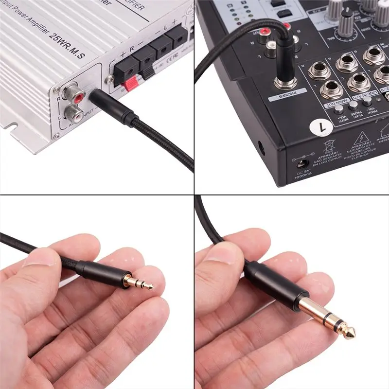 SCLS 3.5Mm To 6.35Mm Adapter Aux Cable for Mixer Amplifier Gold Plated 3.5 Jack To 6.5 Jack Male To Male Audio Cable, 1 Meter