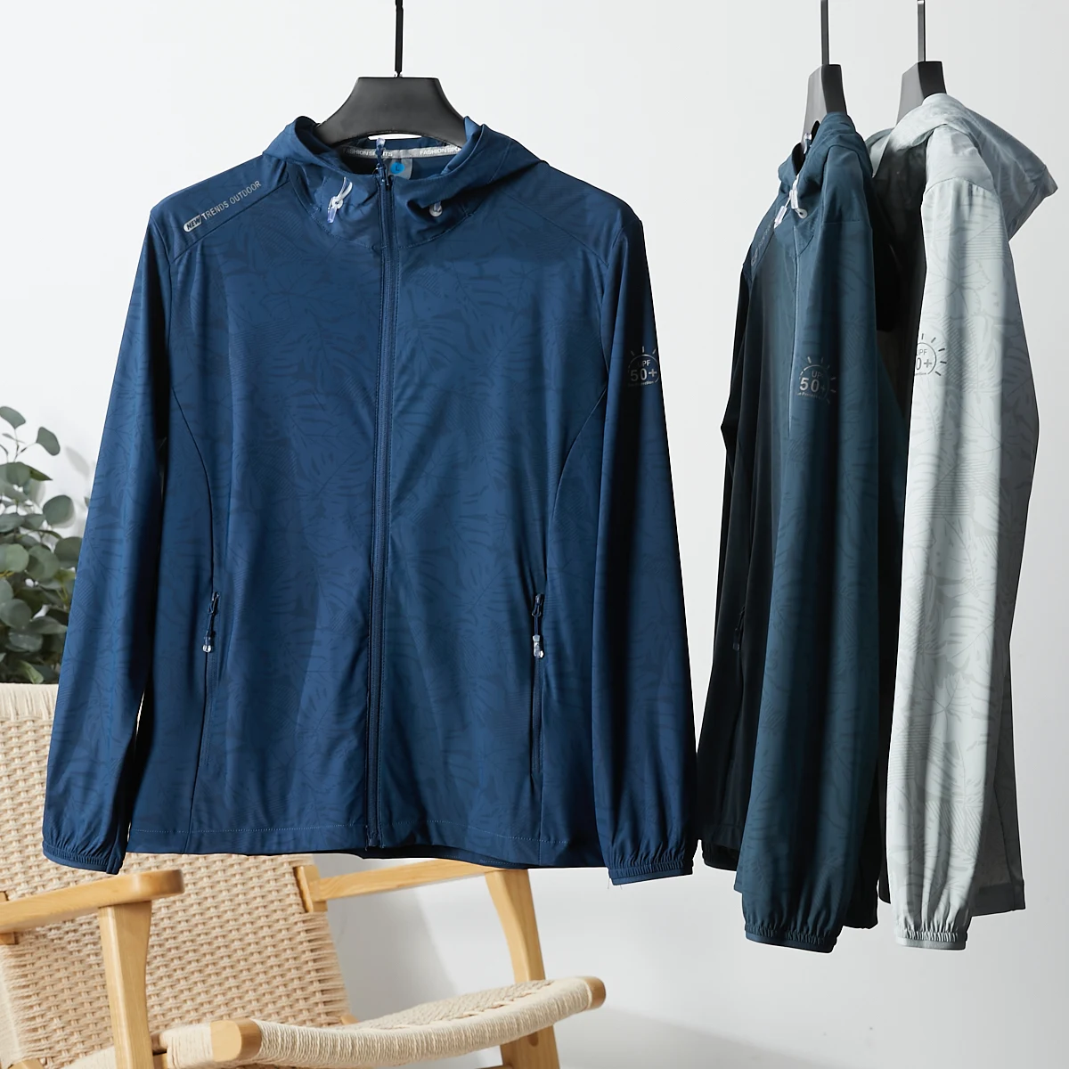 

Мужская модная уличная куртка из ткани Ice Silk с защитой от солнца UPF50, на молнии, для молодежи