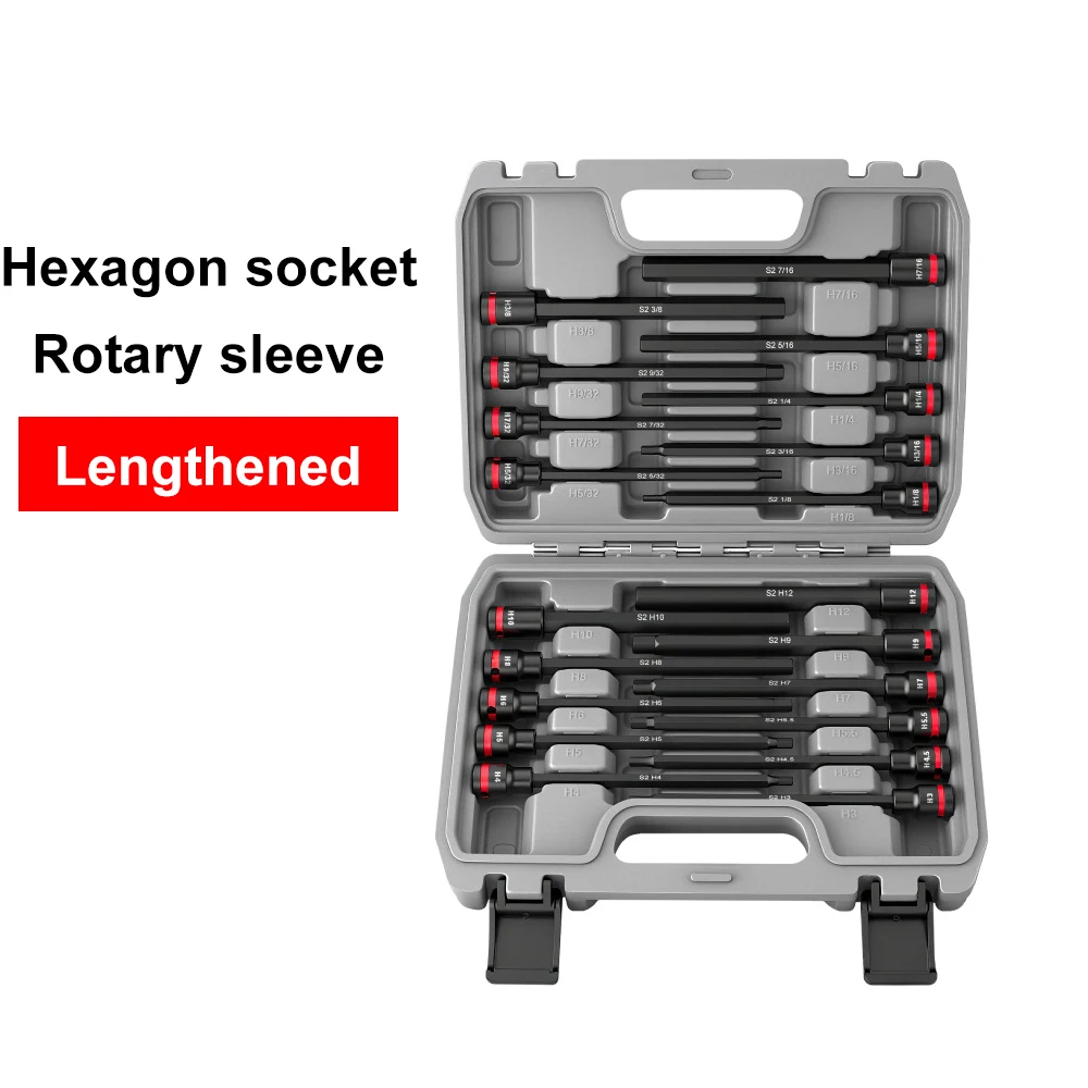 

20pcs Set 3/8 Metric And Imperial Extended Hexagon Socket Socket Medium Flying Hexagon Socket Screwdriver Set