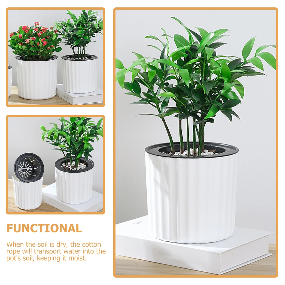 

2 Pcs Self Priming Lazy Basin Nursery Pots for Plants Hydroponic Flower Flowerpot Plastic Planters Watering Office Indoor
