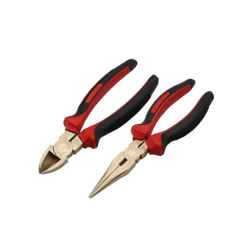 Aluminum Bronze Non-Sparking Pliers For Oil Refineries Soft Grip Plastic Handle OEM Customizable Steel Material Cutting Tools