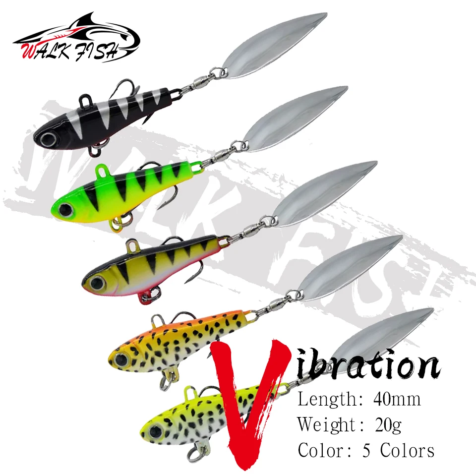 SPAZIERGANG FISCH 1PCS 20g Angeln Locken VIB Rotation Jig Kopf Löffel Jig Kopf Verscheiden Fisch Künstliche Köder Vibe bass Hecht Barsch Icial