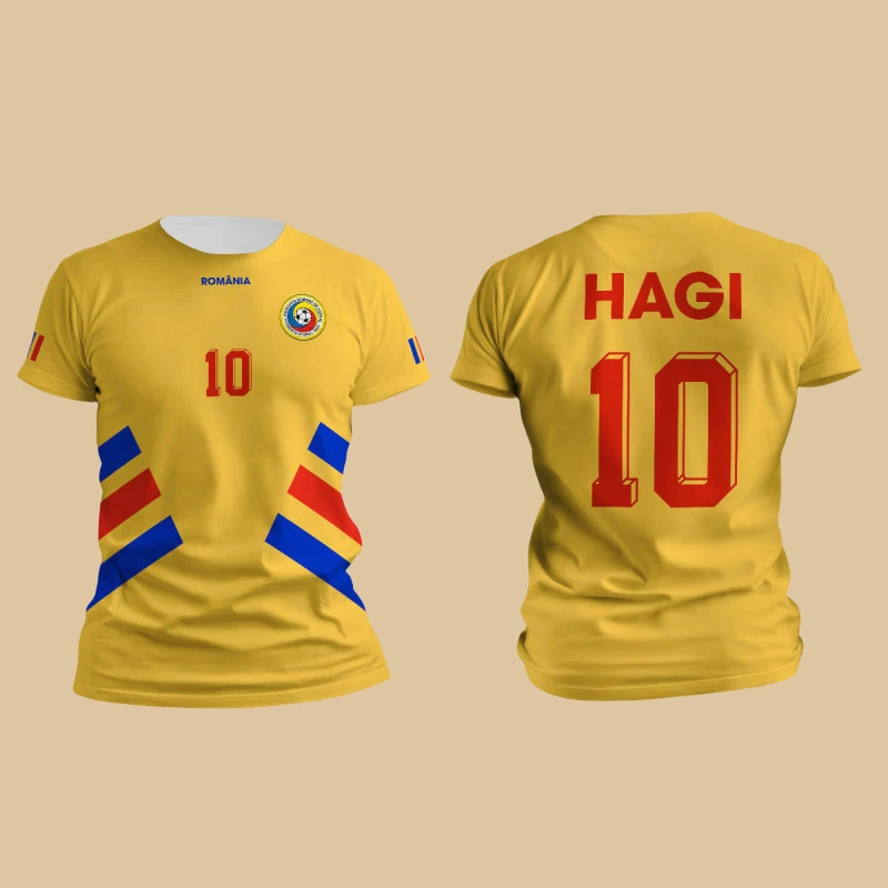 Camiseta de fútbol Retro para niños y adultos Rumania 1994 No.10 Jersey transpirable de secado rápido de gran tamaño lavable elástico deportes Casual Tops