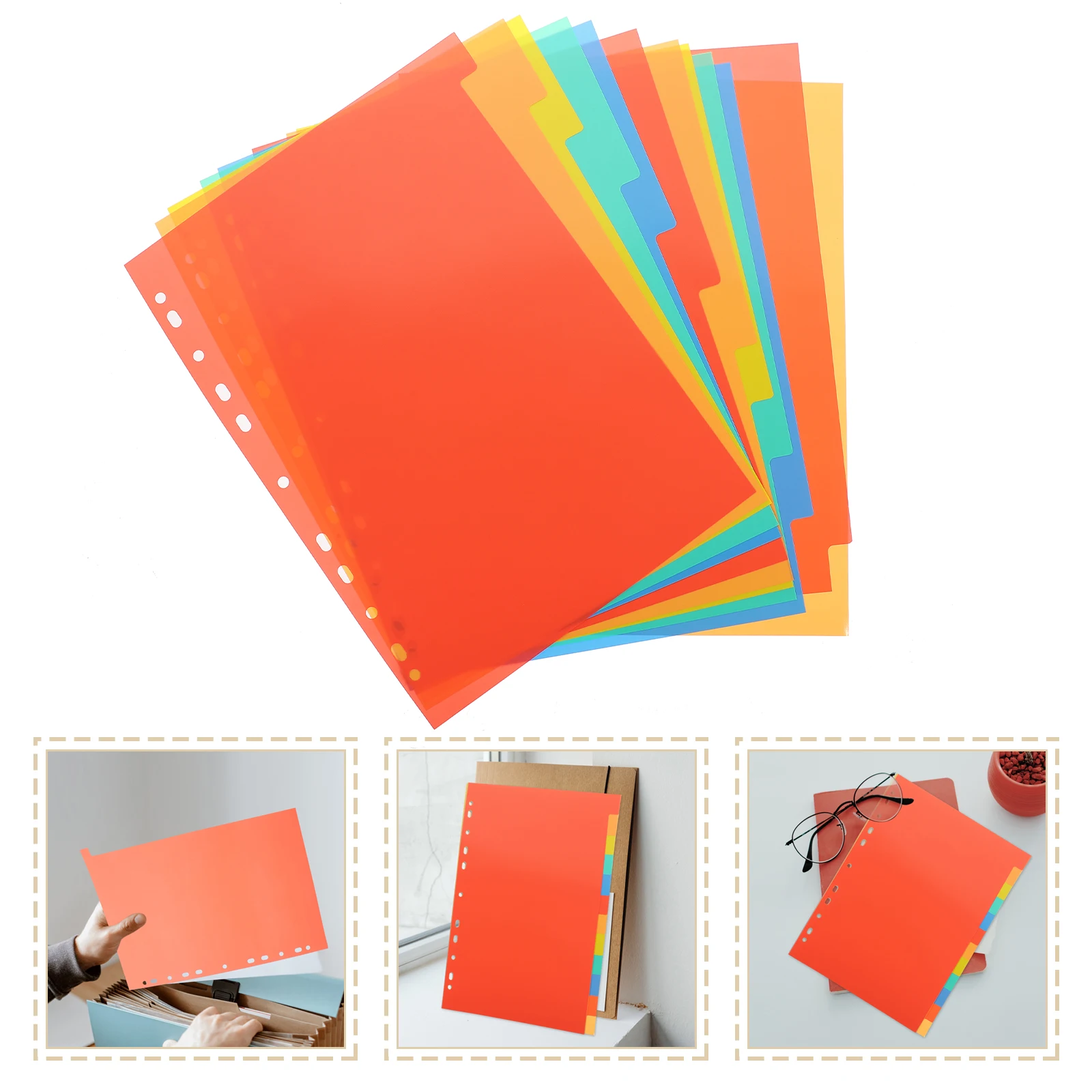 

3 Sets A4 Binder Dividers Paper Page Dividers for 1-Holes Ring Binders Notebooks Binder Loose Leaf Spiral A4 index divider board