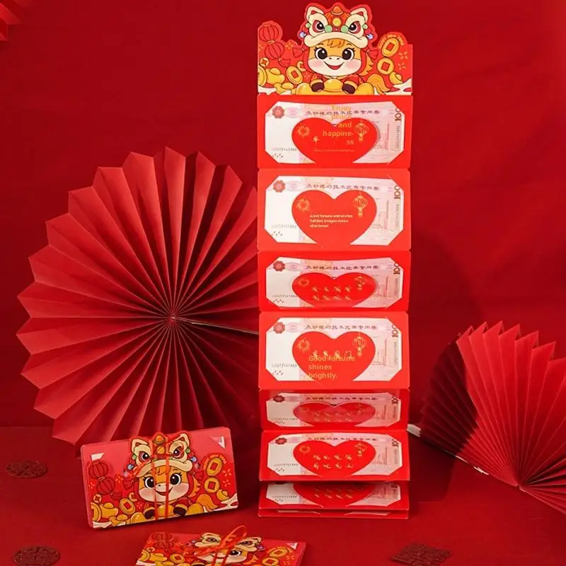 

1Pc 2026 Year Of The Horse Red Envelope 2/6/10/20 Slot Card Folding Hongbao Chinese Lunar New Year Paper Luck Red Cash Envelopes