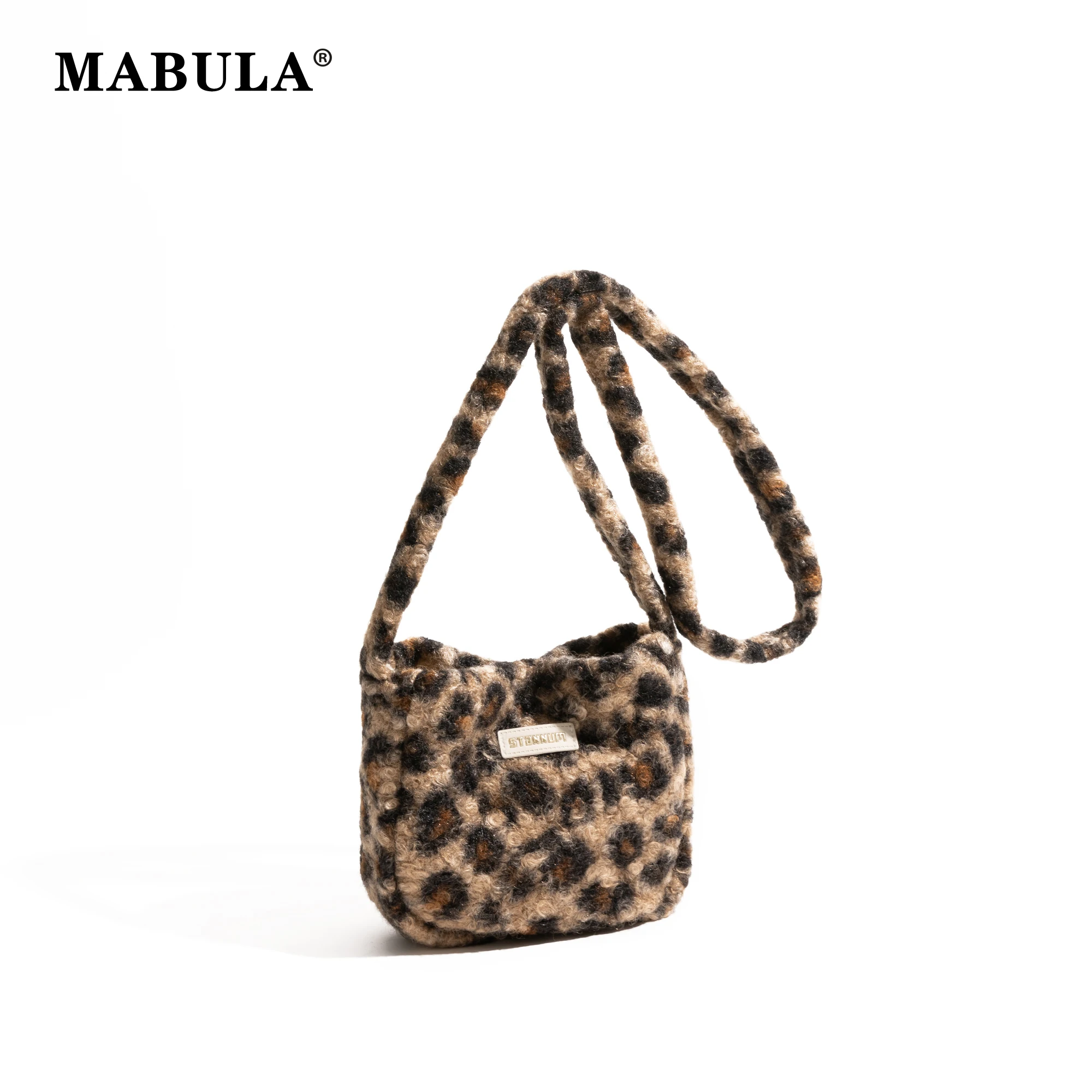 MABULA Leopard Printed Small Hobo Phone Purse Lamb Fabric Lightweight Portable Practical Coin Pouch Women Shoulder Shopping Bag