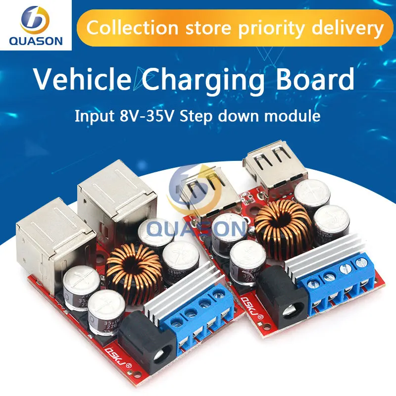 DC-DC Vehicle Charging Board 8V-35V 5V 8A Power Supply Depressurization Module 2 4 port USB Output mobile Charger