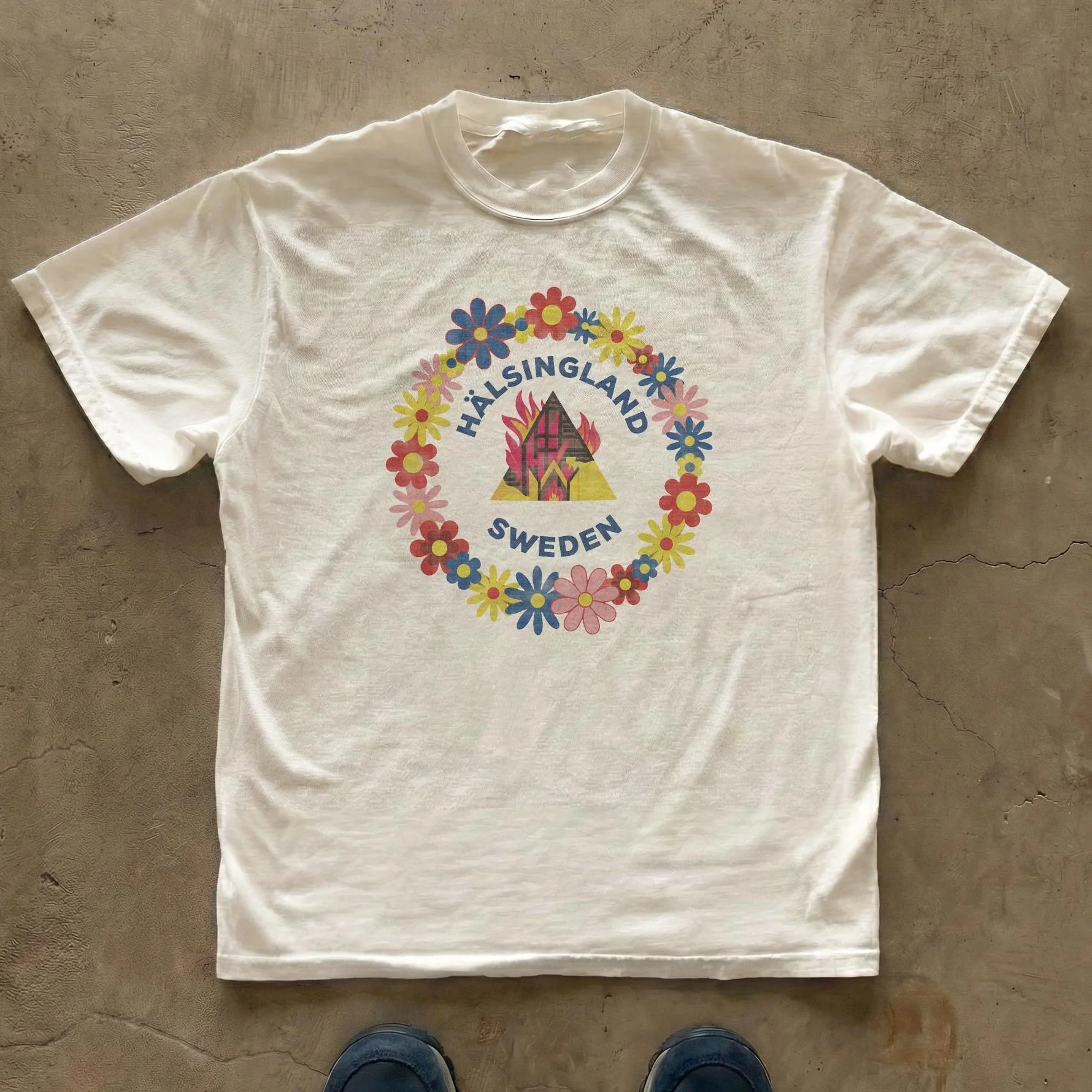 Midsommar Folk Floral Burning Temple A24 Horror Movie Graphic T-Shirt Cotton Men Women Streetwear Tee