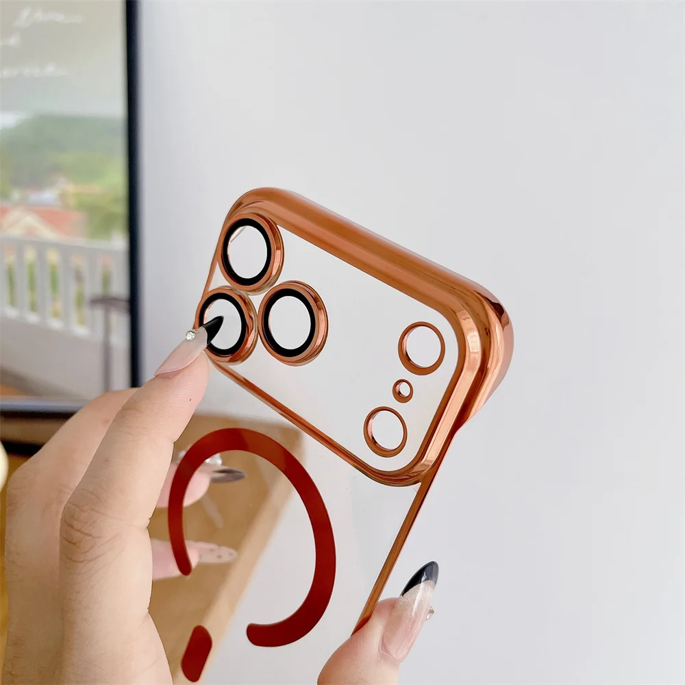 Funda de teléfono magnética Magsafe transparente sin marco para iPhone 17 Air 16 15 14 13 12 11 Pro Max Plus cubierta de revestimiento de carga inalámbrica