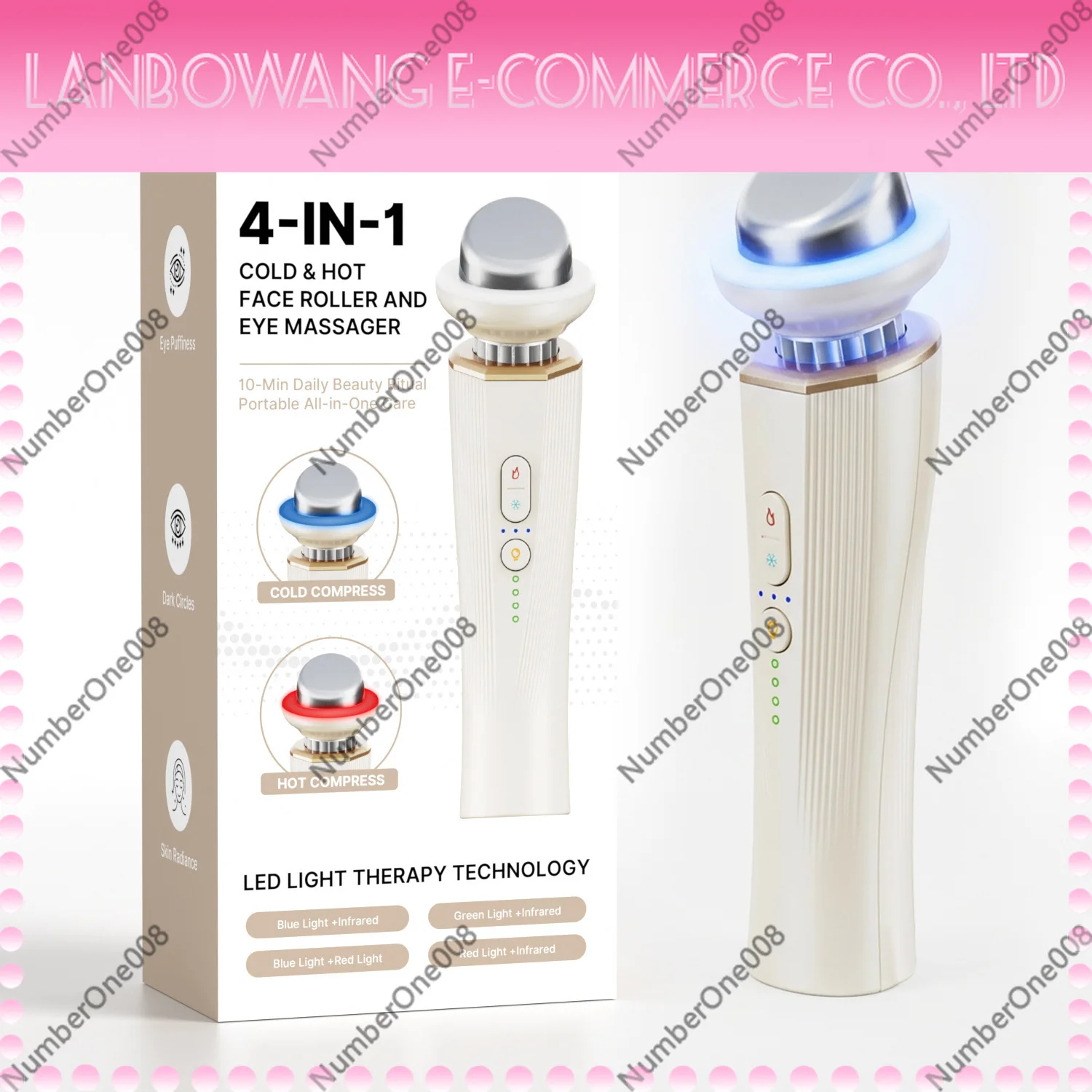 Hot Cold Face Roller Eye Massager LED Light Therapy Beauty Device Skin Care Tool for Wrinkle Reduction Home Use Gift