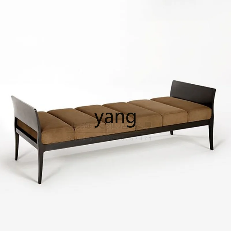 

YHM new Chinese solid wood fabric bedroom bedside living room sofa stool