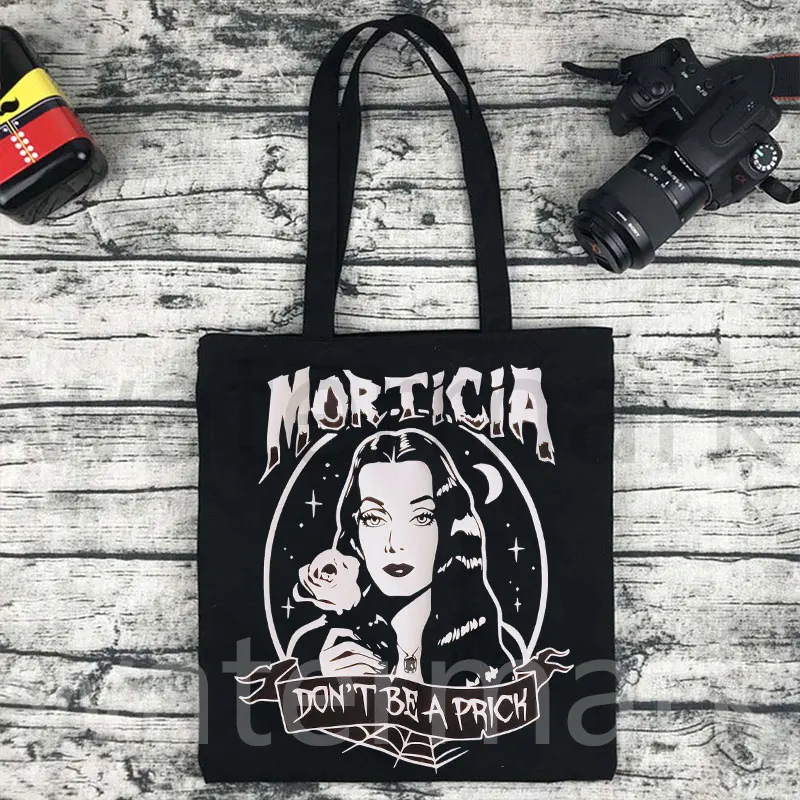 Halloween Gift Bag Bolso Queens of Evil MORTICIA ADDAMS BAG Tote Bag Eco Shopping Bag  Canvas Tote Bag Casual Supermarket Bag