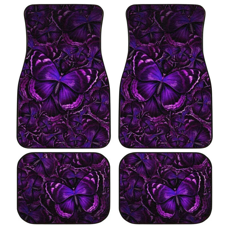 

Purple Butterfly Car Floor Mats Custom Car Accessories 4PCs Pack