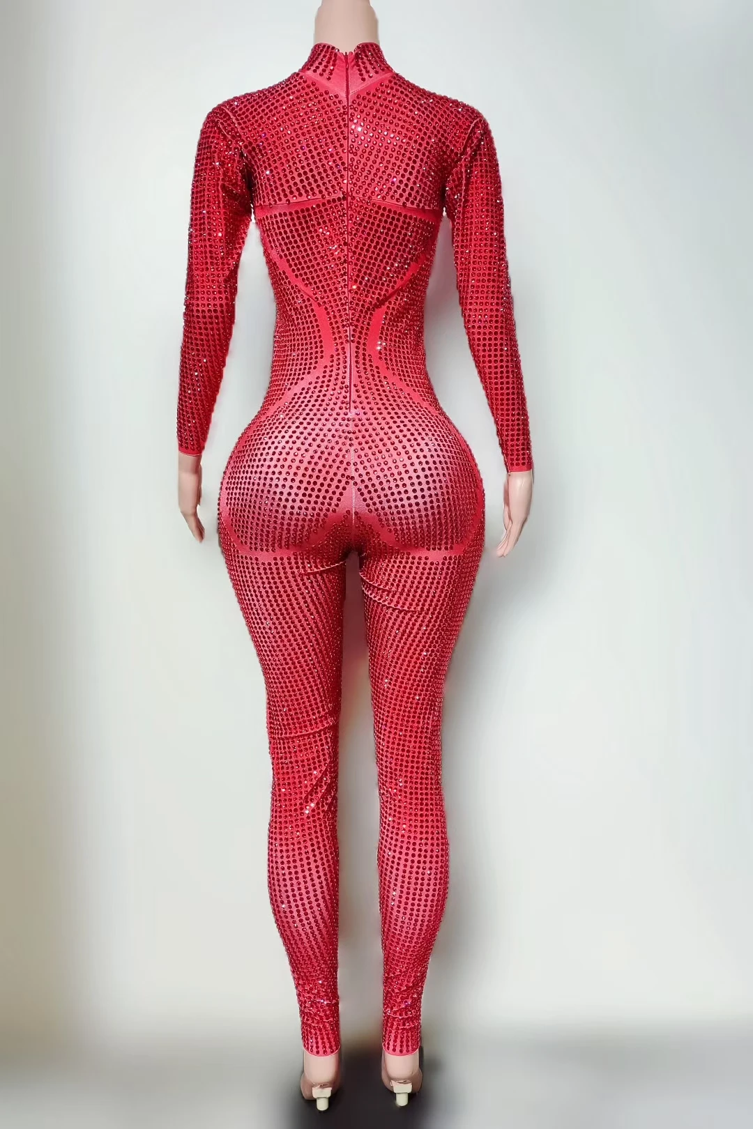 Jingdian, monos hechos a mano con diamantes de imitación rojos brillantes de lujo, fiesta de cumpleaños, espectáculo, traje de moda, ropa de actuación de bailarina