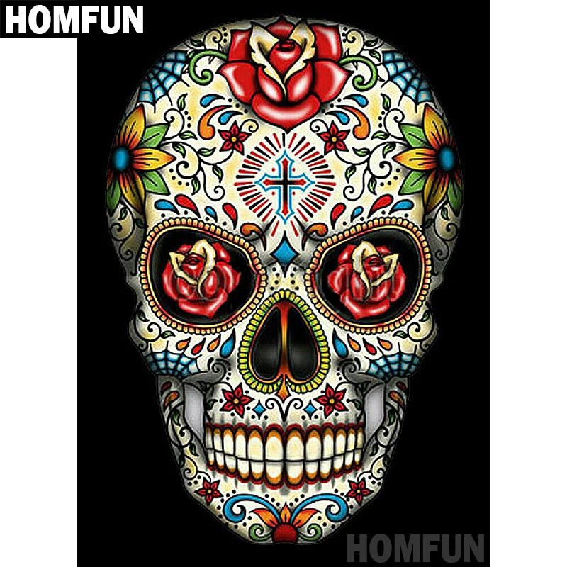 

HOMFUN Full Square/Round Drill 5D DIY Diamond Painting "Colorful skull" Embroidery Cross Stitch 5D Home Decor Gift A06885