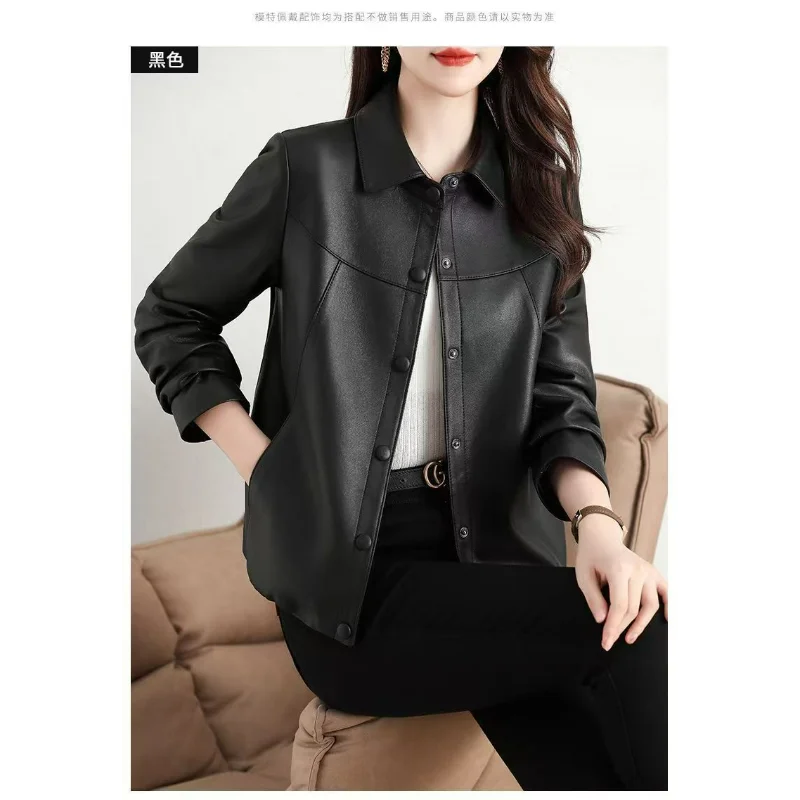 Herfst en winter nieuwe PU-leren jas Vintage dames nieuwe casual mode korte elegante jas All Match chique top