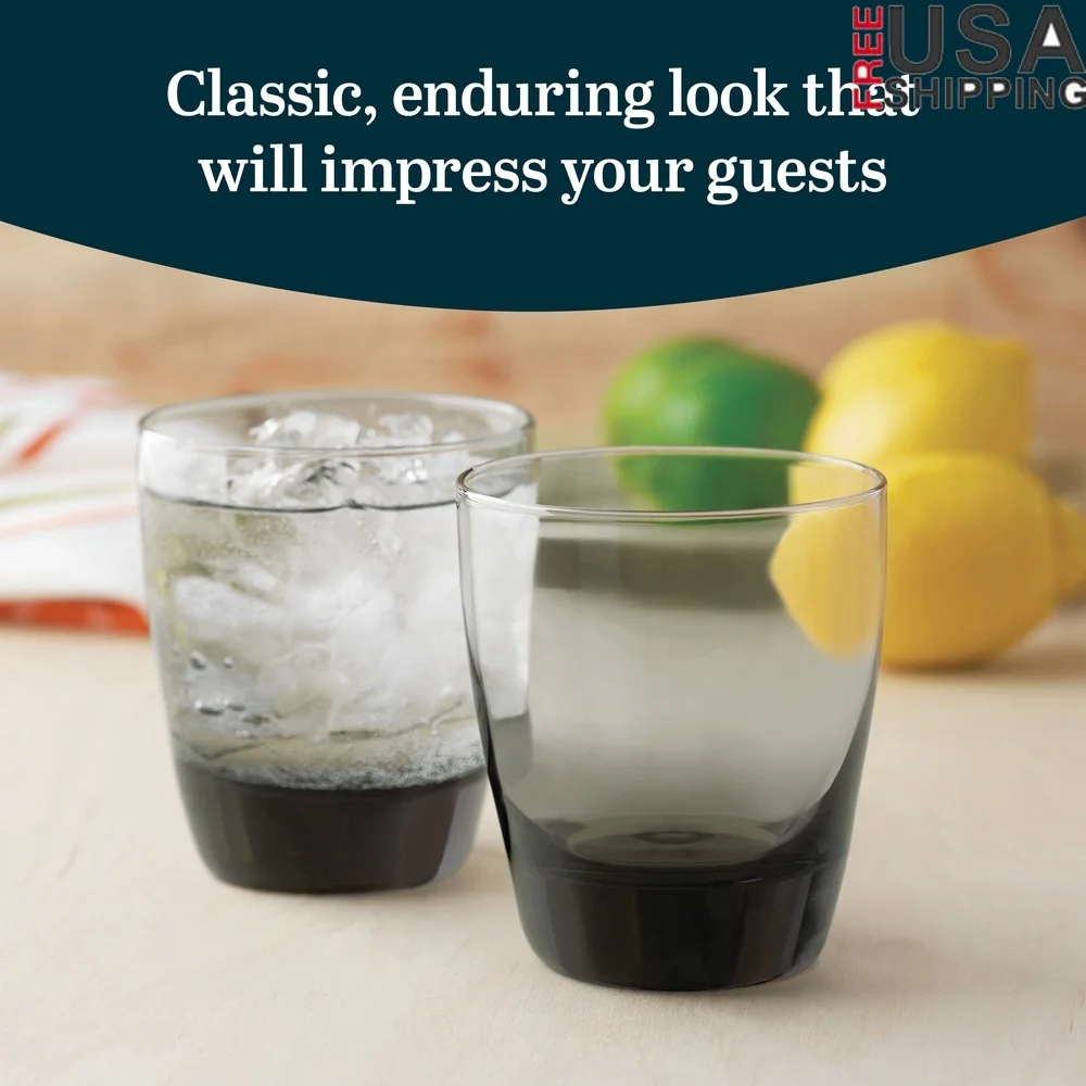 

Classic Smoke Rocks Glasses Set of 12 Elegant Dishwasher Safe Heavy Drinking Glasses Perfect Cocktail Parties and Everyday Use