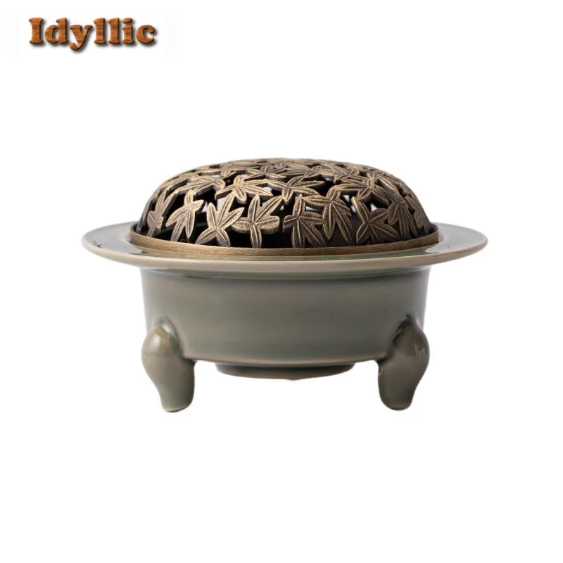 يوي فرن سيلادون السيراميك ترايبوديا حامل البخور نافورة الماء الديكور البخور المعلقات عزز مبخرة خدمات الشاي الحرفية