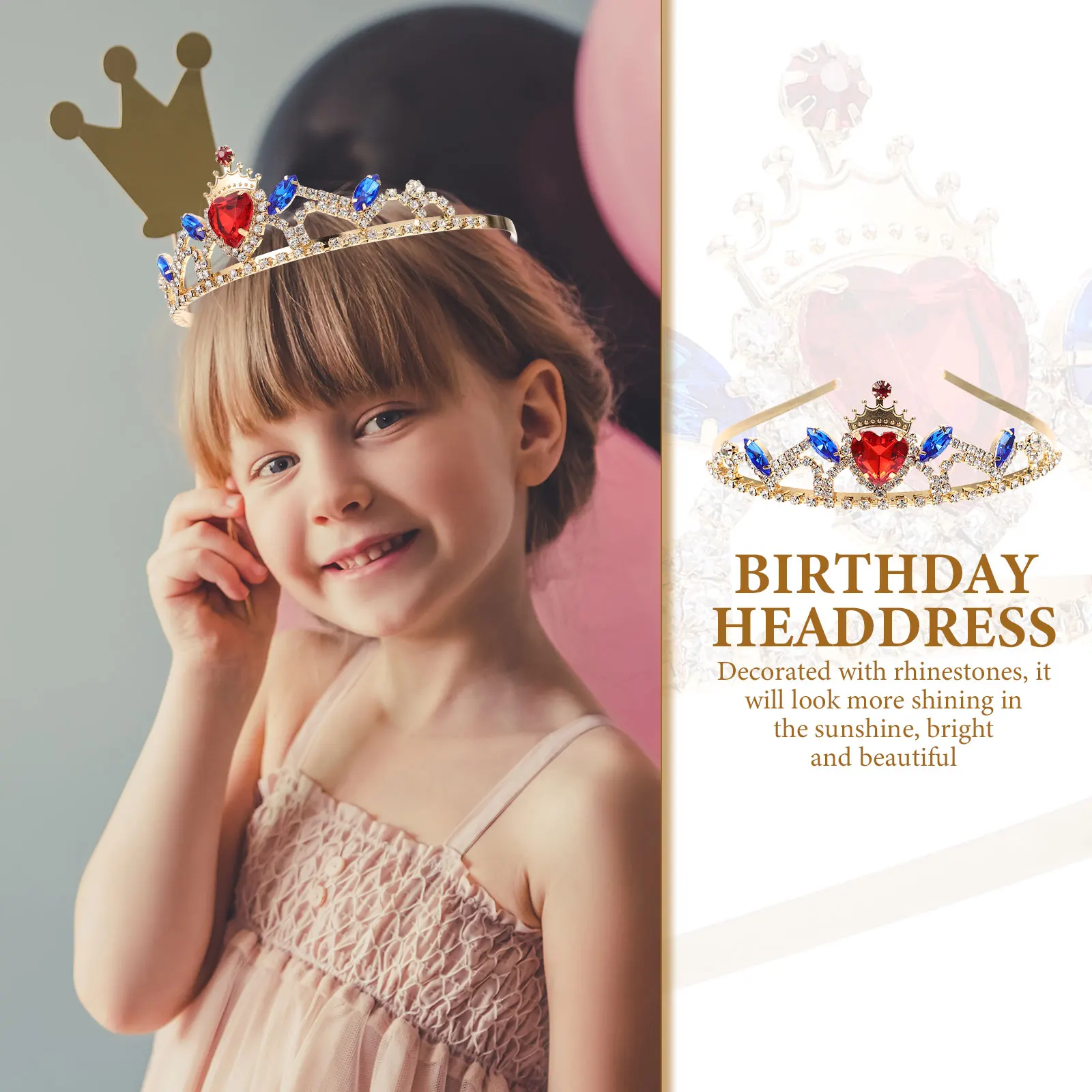 

Children Crown Hair Accessories Tiara Headdress Kids Headbands Metal Rhinestone Princess Birthday Party Banquet Little Girl