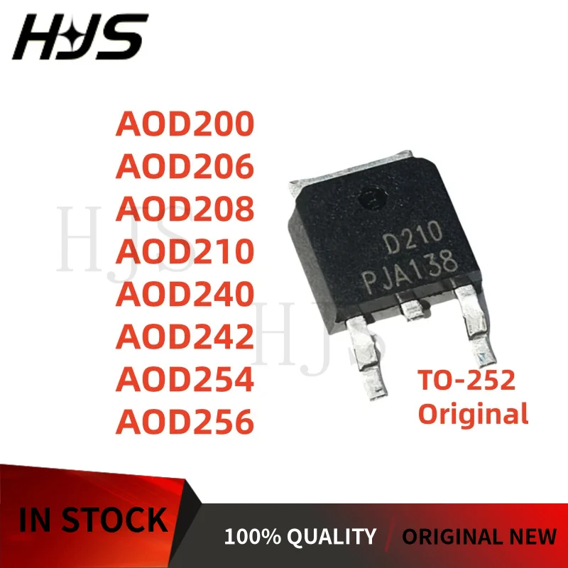 10Piece Original New AOD200 AOD206 AOD208 AOD210 AOD240 AOD242 AOD254 AOD256 TO-252 MOS Transistor