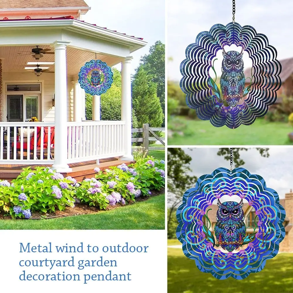 

Gift Dynamic Rotating Metal Wind Spinner Garden Pendant Wind Chime DIY Home 3D Spinner Decoration