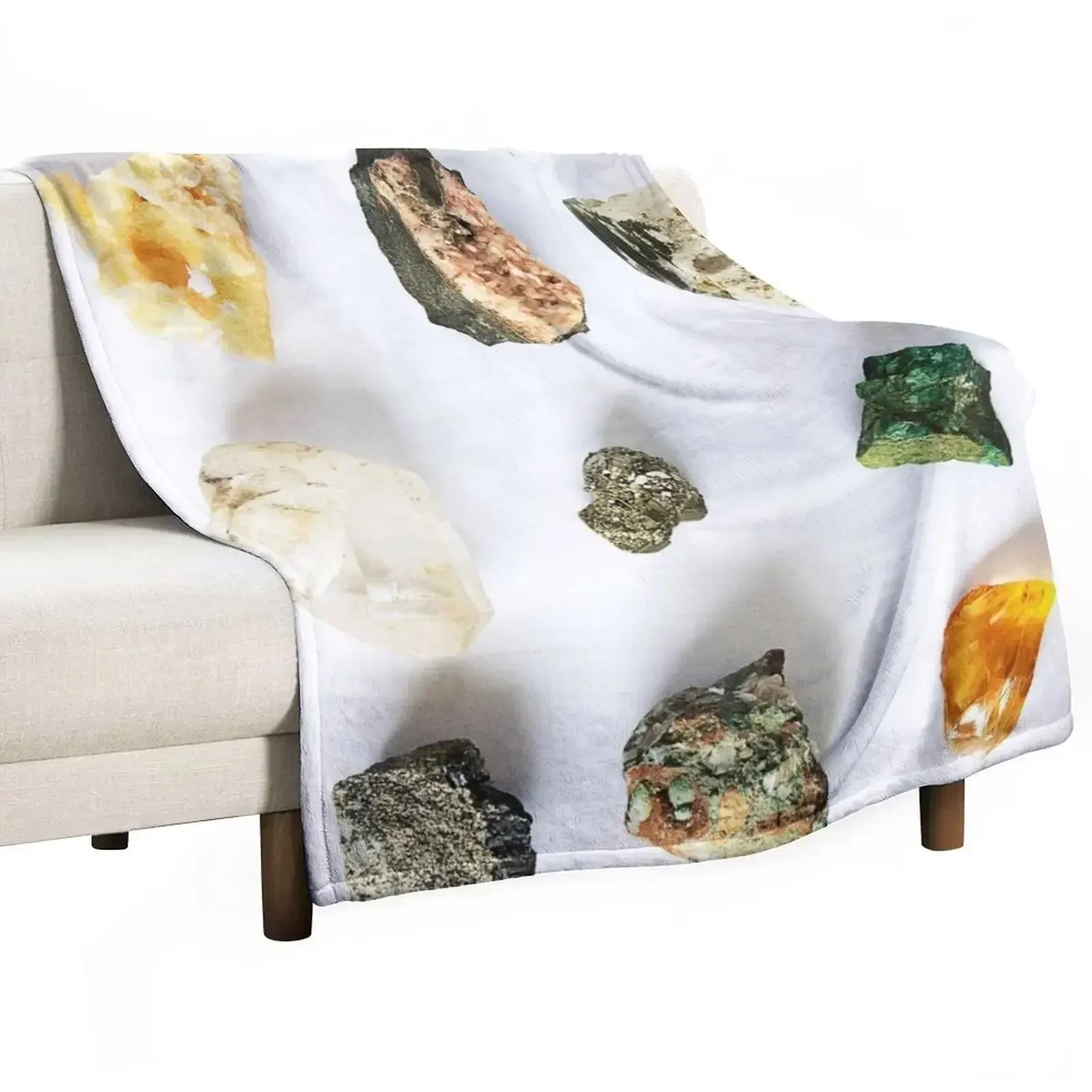 

New Geodes Minerals Gems Stones Throw Blanket Cozy Light Blanket for Travel Camping Picnic