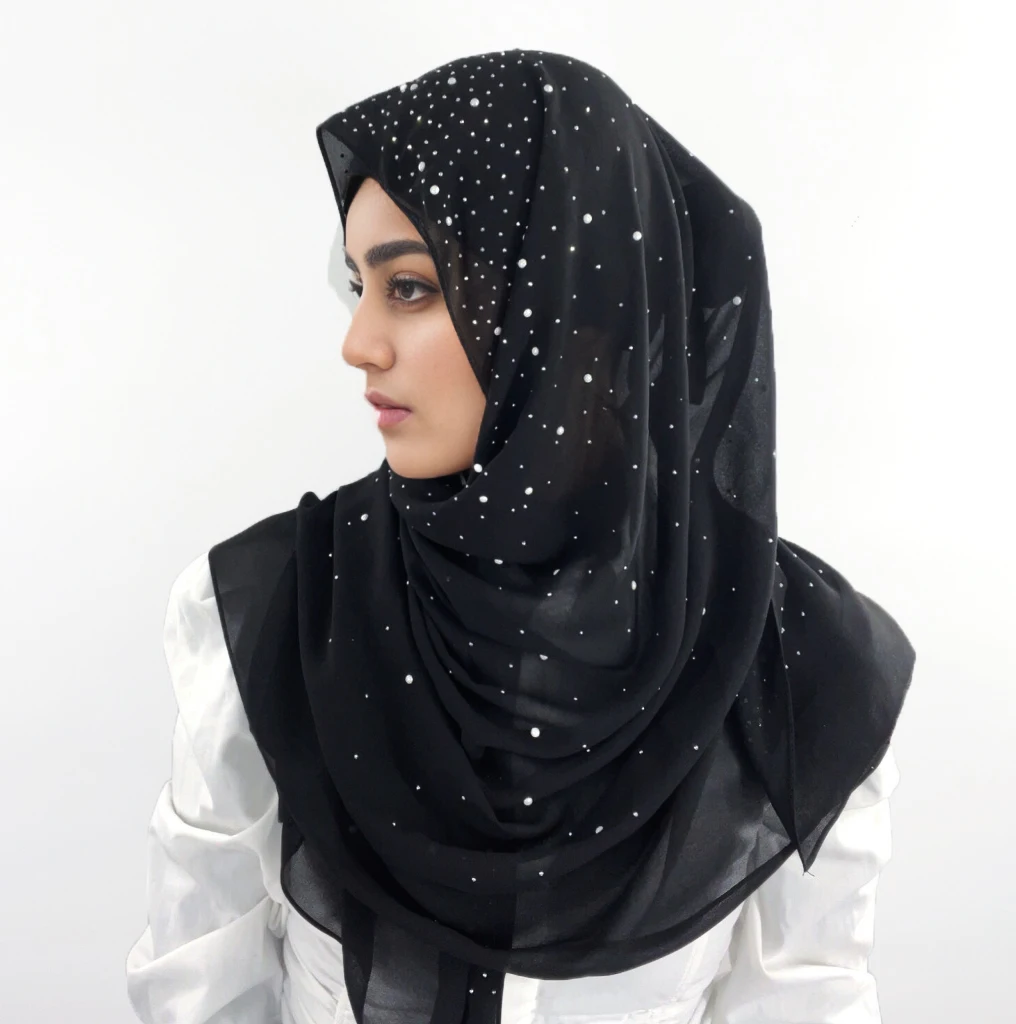 New Pearl Rhinestone Hijab Scarf High quality Wholesale Premium Chiffon Hijabs Shawl