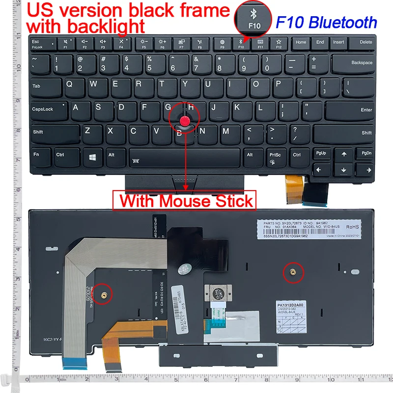 US Keyboard For ThinkPad A475 A485 T470 T480 PN 01HX339 01HX379 01HX299 01HX328 01HX368 01HX408 01AX364 01AX405 01AX446