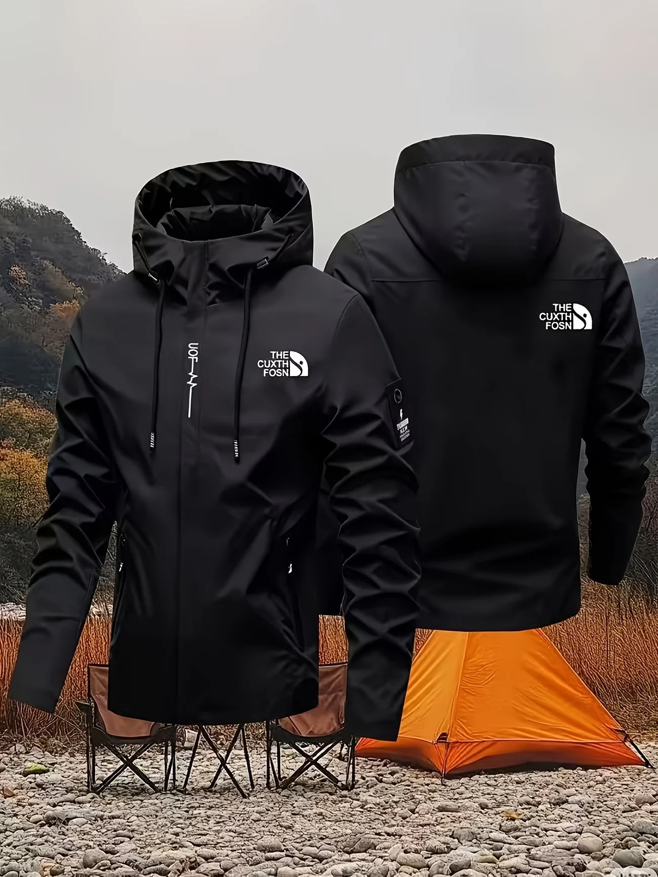 New men's waterproof hiking jacket, women's windproof sports jacket, high-quality hooded jacket, outdoor cycling, rock climbing,